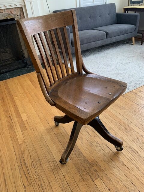 Antique oak tilt/swivel office chair