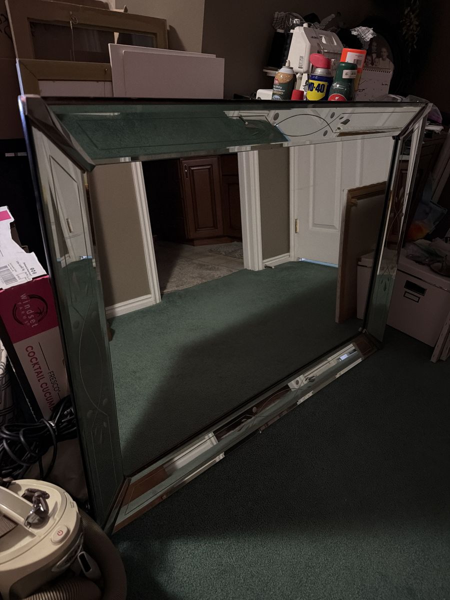 Huge heavy wall mirror Art Deco look