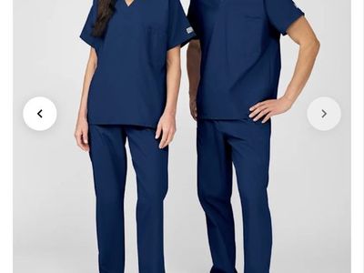 SCRUBZONE 12-Pack 1-Pocket V-Neck Unisex Scrub Top Navy Blue New