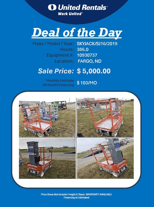 Scissor lift SJ14ft 2019 w low hrs 386 in Fargo, ND