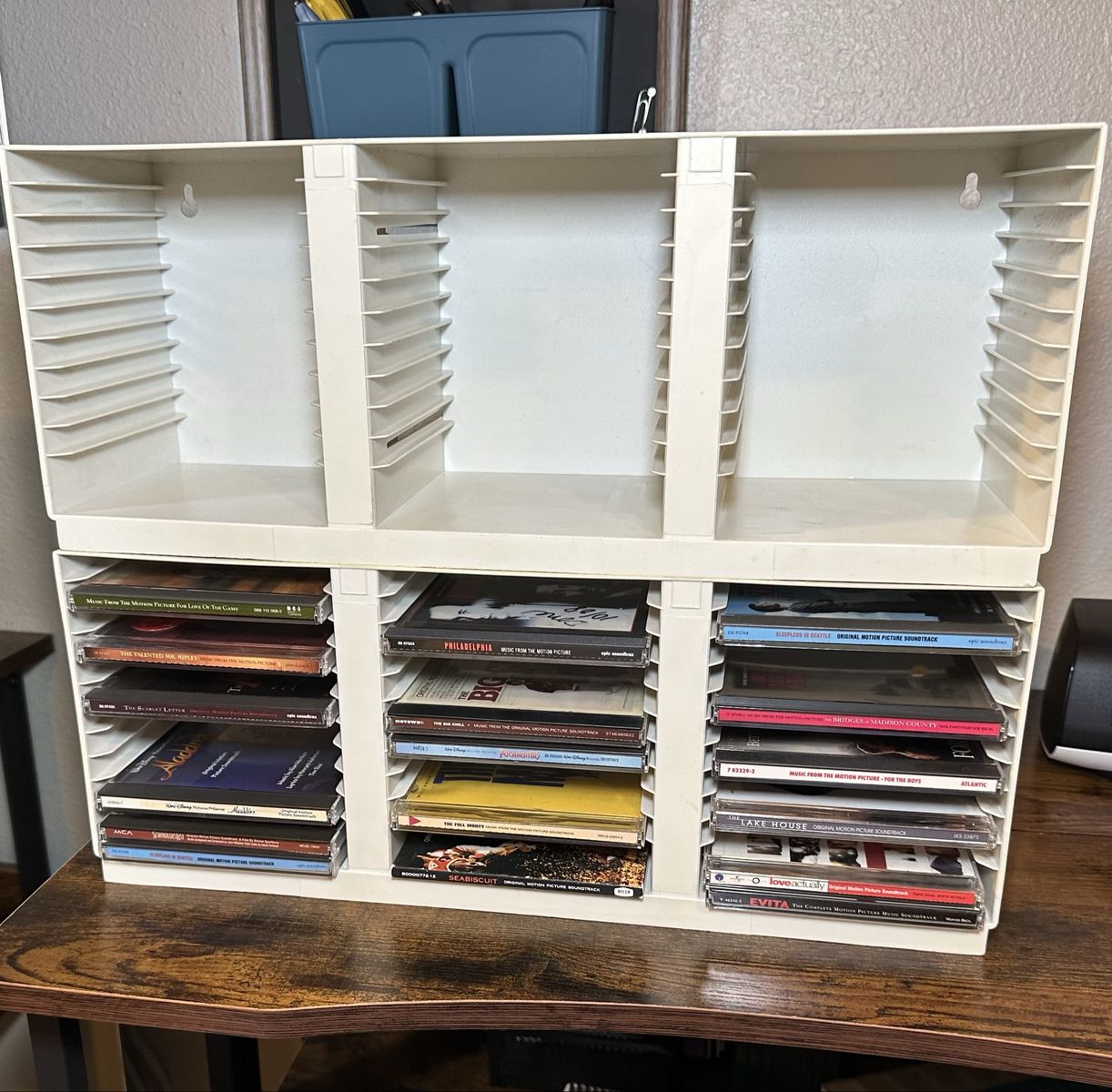 Vintage Plastic Wall Mount CD Storage Rack Media Organizer Tower