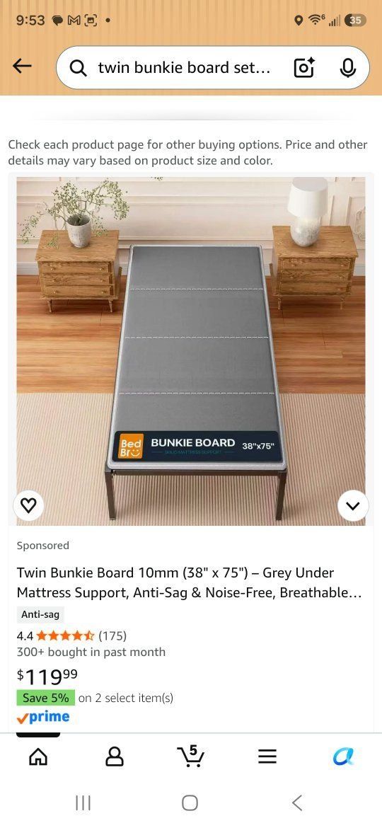 BedBro Twin Bunkie Board 10mm (38" x 75") - Grey Anti-Sag Under Mattress Support