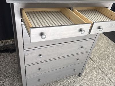 Gray Ikea Hemnes tall dresser