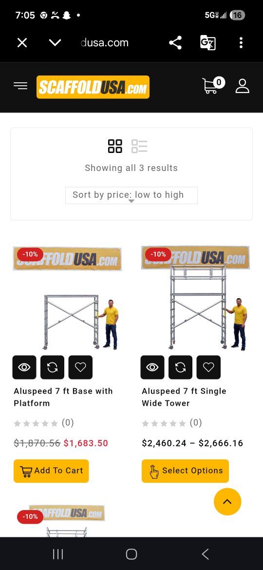 Aluspeed 7 ft Base Scaffolding Tower with Platform & Wheels - Heavy Duty Aluminum Construction