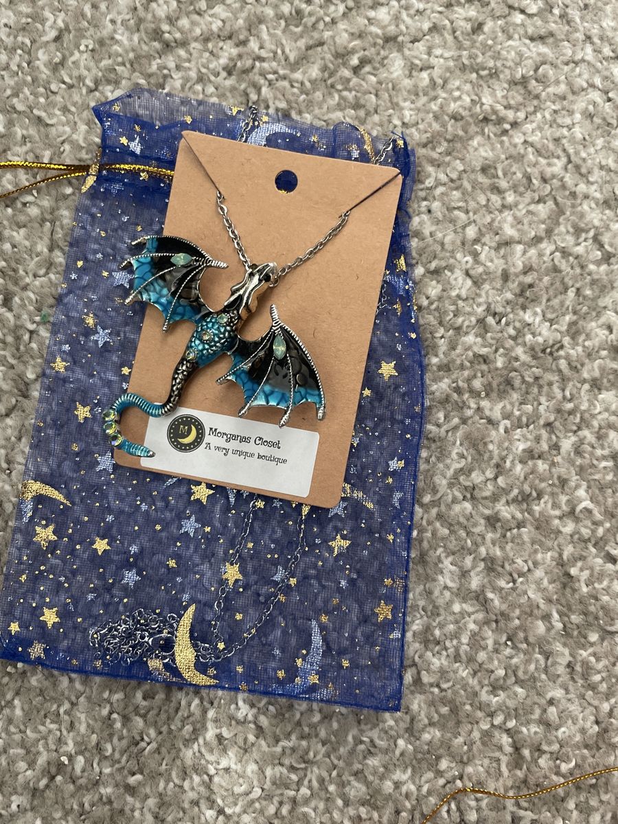 Blue dragon pendant necklace