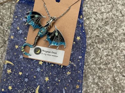 Blue dragon pendant necklace
