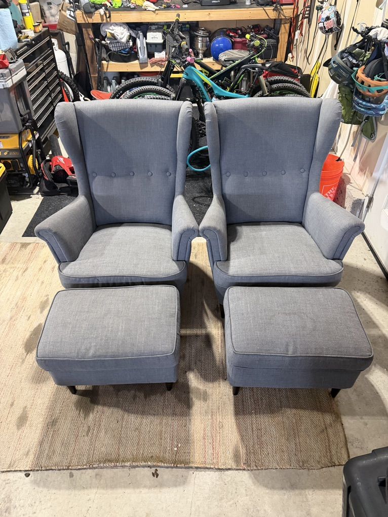 Gray Wing Back Chairs