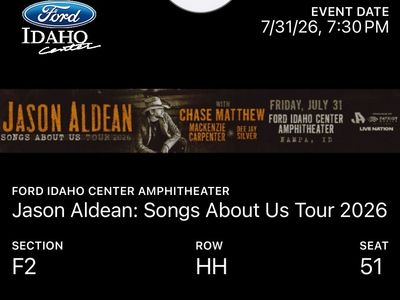 Jason Aldean: Songs About Us Tour 2026 - Ford Idaho Center Amphitheater - Section F2, Row HH