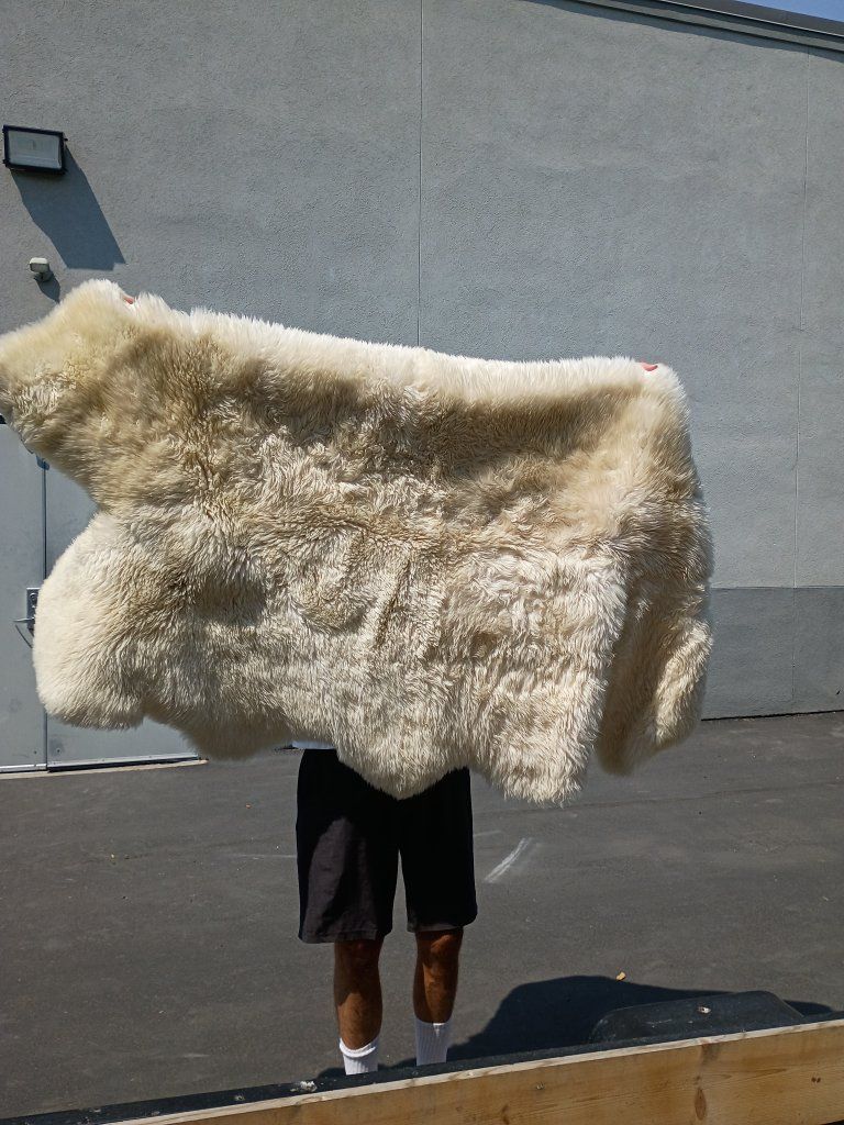 Natural White Genuine Sheepskin Area Rug