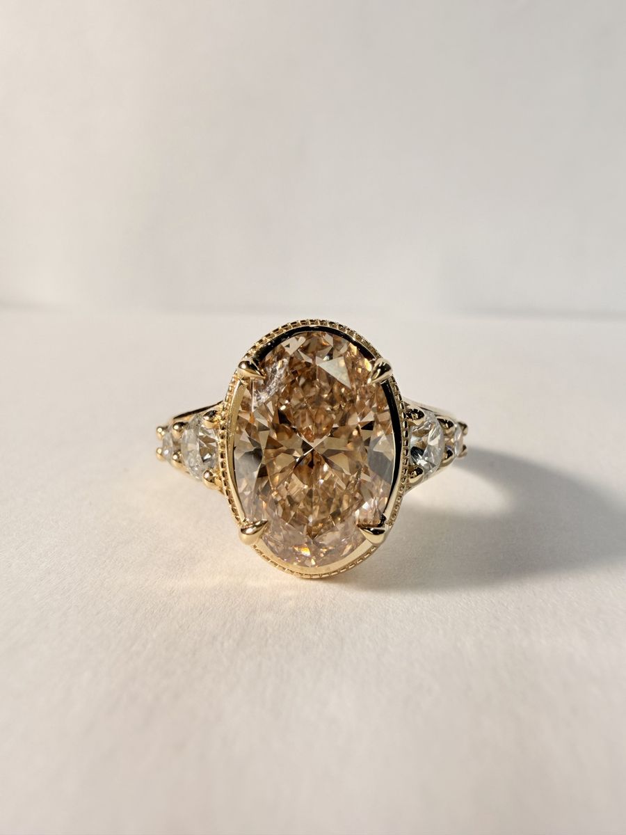 Champagne Oval Cut Lab Grown Diamond Ring