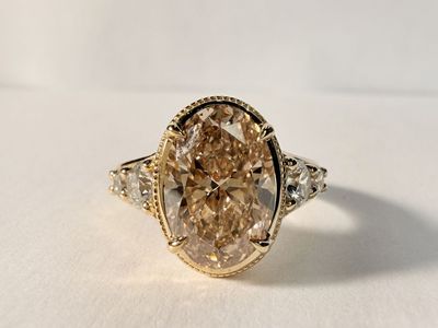 Champagne Oval Cut Lab Grown Diamond Ring