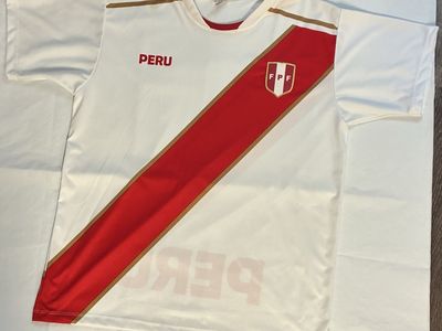 Peru National Soccer Team FPF Jersey - Men's White/Red/Gold Size M