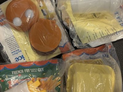 Vintage 1989 McDonald's Happy Meal Food Changeables: Hamburger, French Fry, Drink, and Cheeseburger Toys