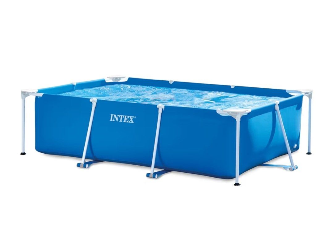 Intex 8ft Rectangular Metal Frame Above Ground Pool with C1000 Filter Pump