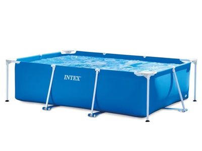 Intex 8ft Rectangular Metal Frame Above Ground Pool with C1000 Filter Pump