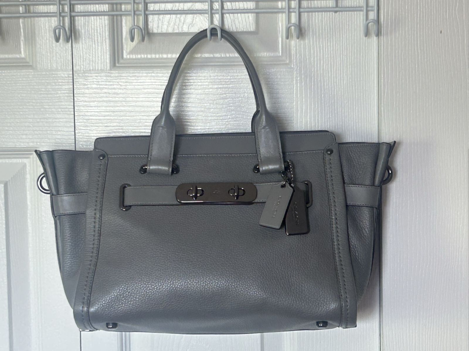 Coach Swagger 27 Leather Satchel Crossbody Bag - Grey