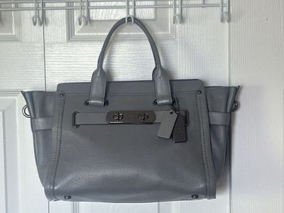 Coach Swagger 27 Leather Satchel Crossbody Bag - Grey