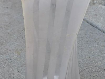 Vintage Art Deco Frosted Glass Vase – Geometric Twisted Square Accent Vase