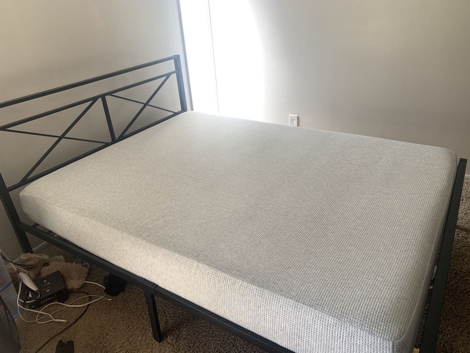 almost new queen mattress and bed frame $300 OBO