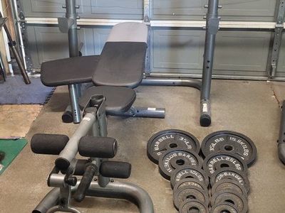 bench and 165 pounds of weights