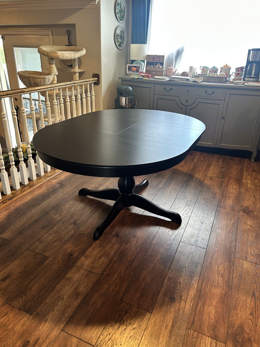 Black Ikea Ingatorp Round Extendable Table