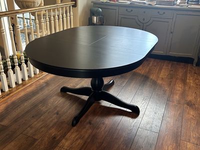 Black Ikea Ingatorp Round Extendable Table