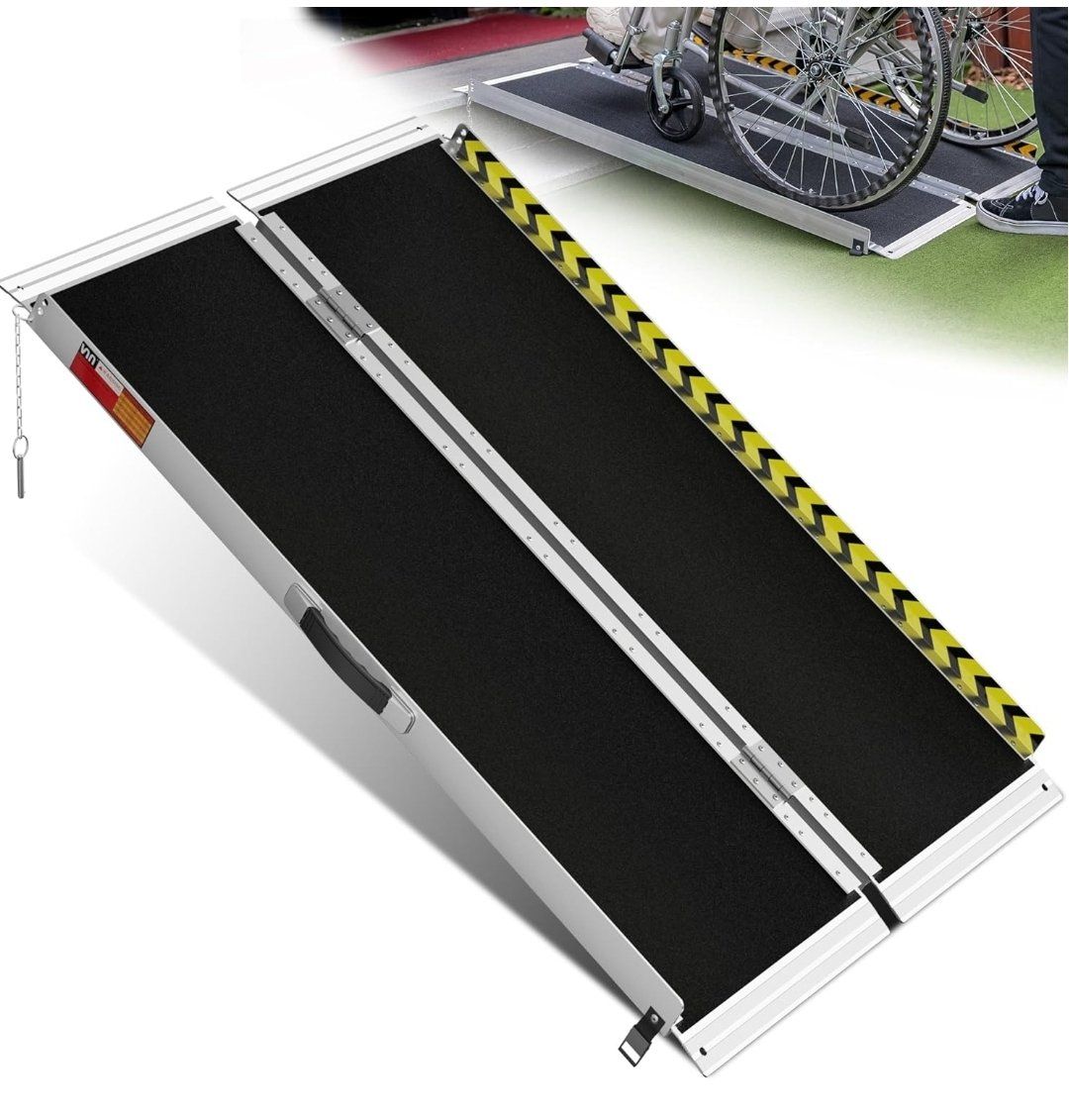 Non-Skid Wheelchair Ramp 4FT Portable Aluminum Folding Access Mobility Scooter