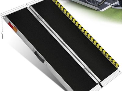 Non-Skid Wheelchair Ramp 4FT Portable Aluminum Folding Access Mobility Scooter