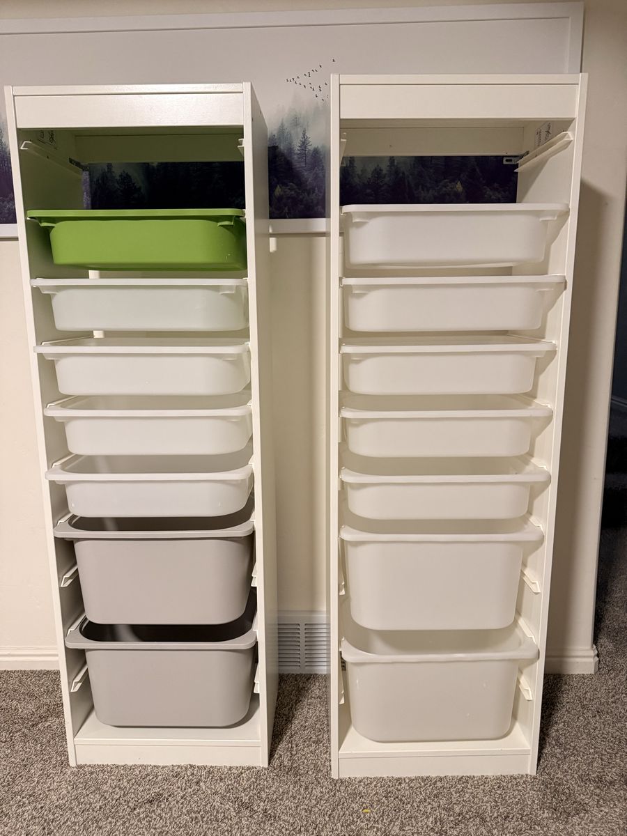 IKEA TROFAST Storage System with Tubs (Set of 2) - White Frames, Multi-color Bins