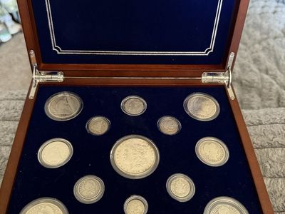 Early American Silver Coins Collection in Display Case - Vintage US Coins