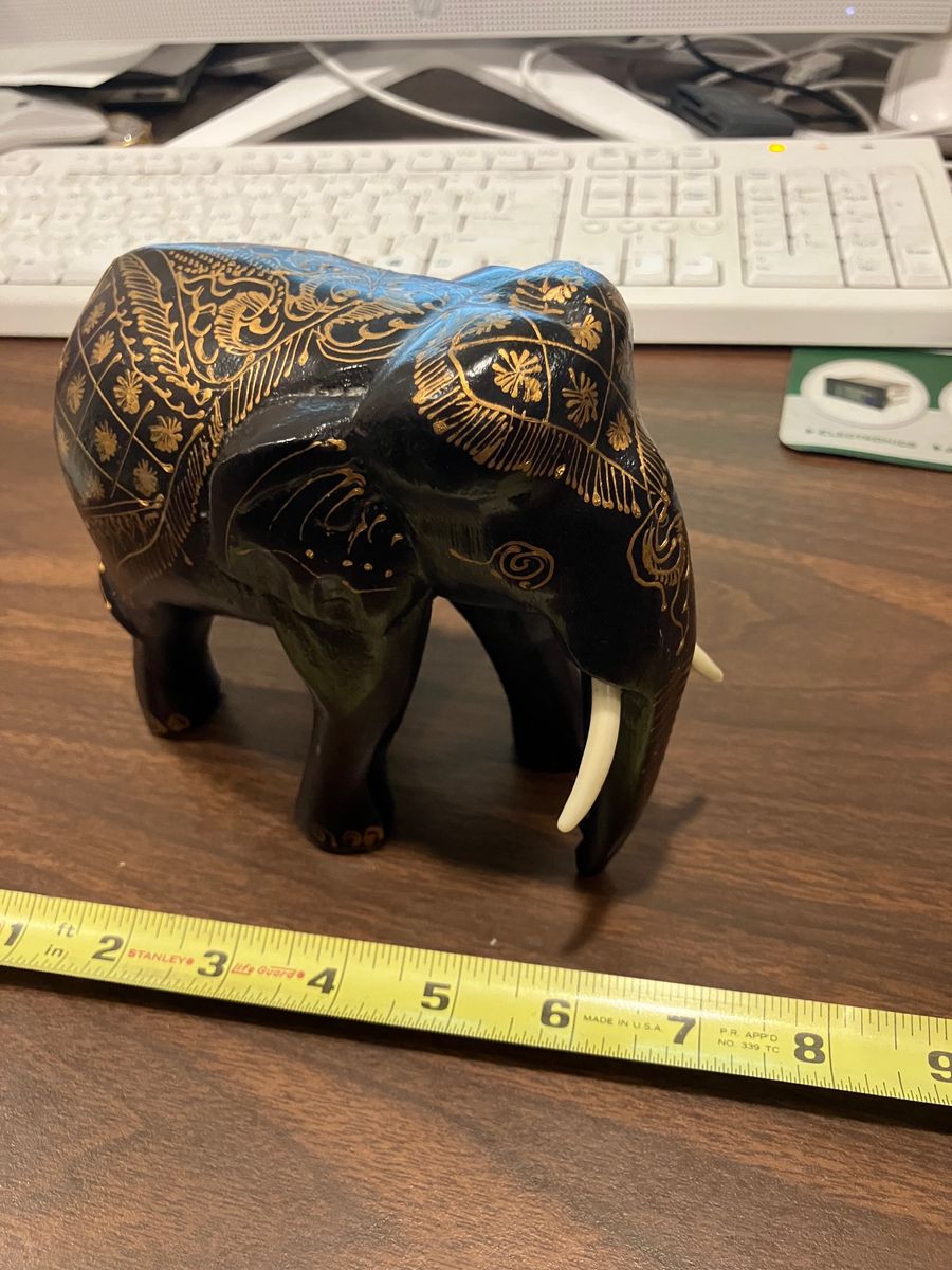 Vintage Black and Gold Elephant Statue