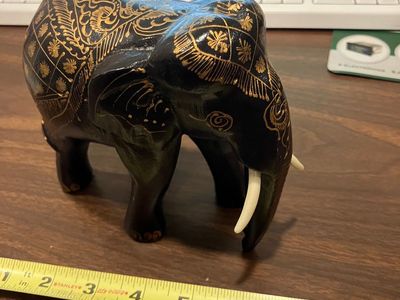 Vintage Black and Gold Elephant Statue