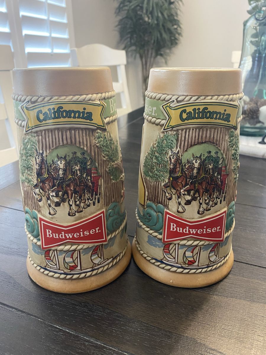 2 - Vintage (NEW) Budweiser California Beer Steins 1983