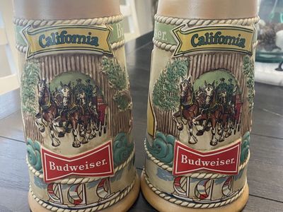 2 - Vintage (NEW) Budweiser California Beer Steins 1983