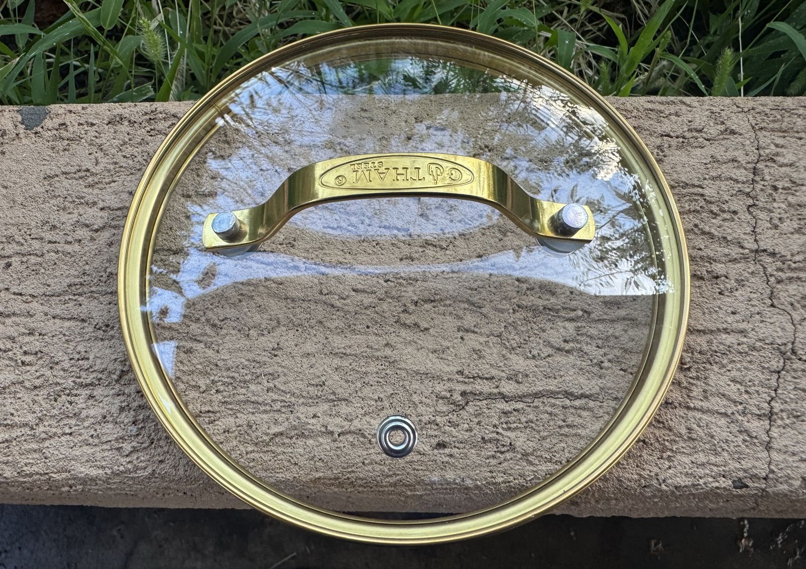 New Gotham Steel Replacement Glass Pot Lid with Gold Handle 8” 
