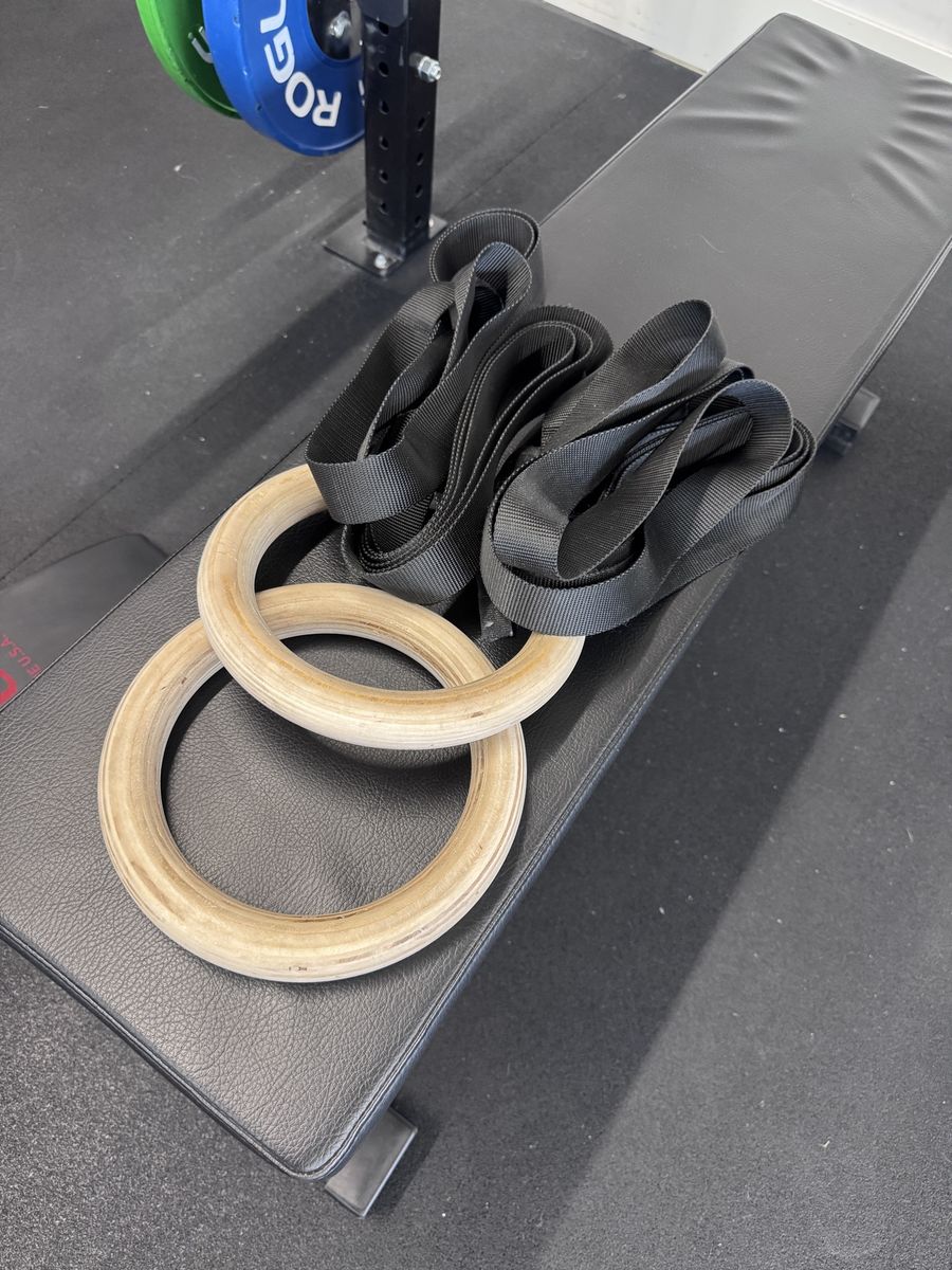 Rogue Wooden Gymnastics Rings with Adjustable Straps, like new