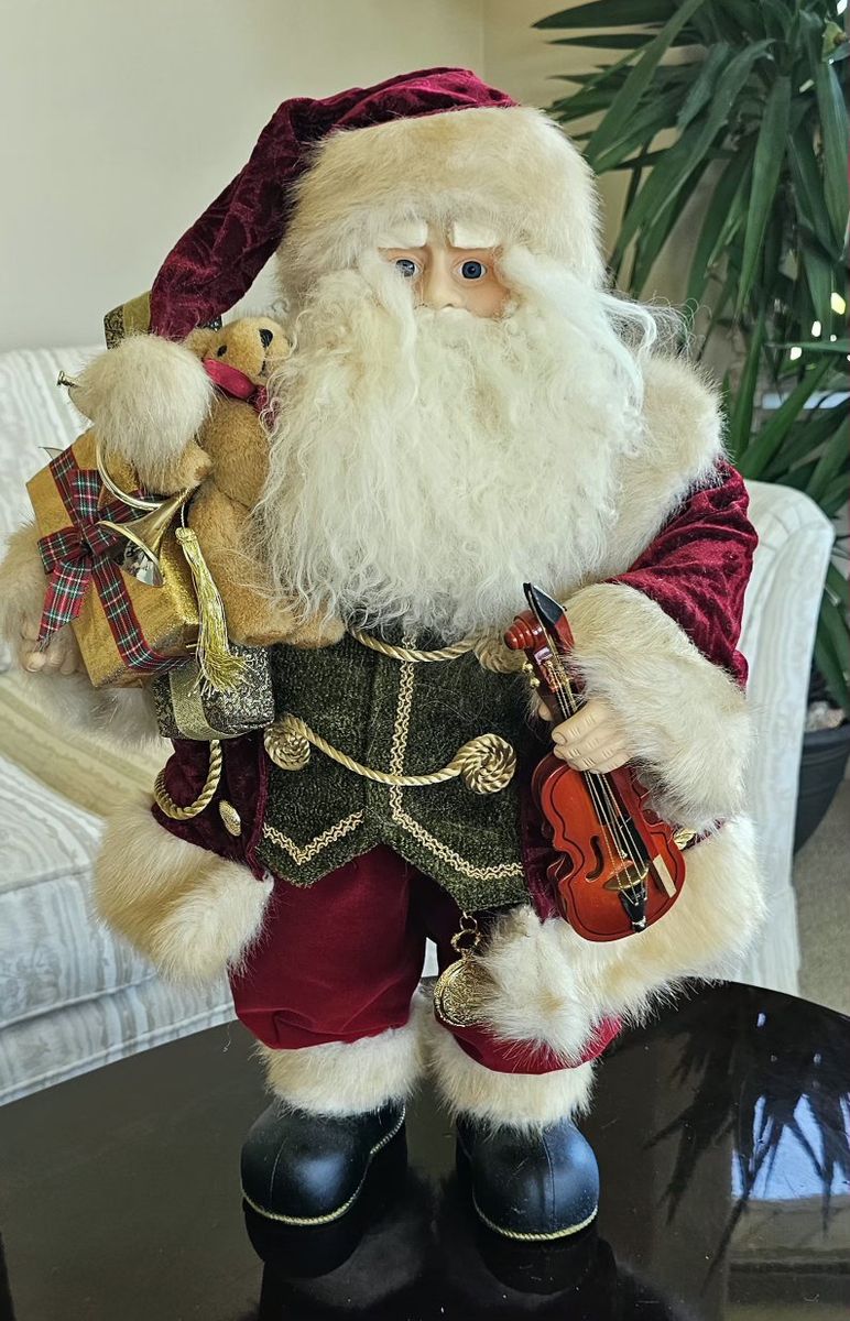 Kirkland Signature Decorative Santa Figure with Violin and Gifts 25"T