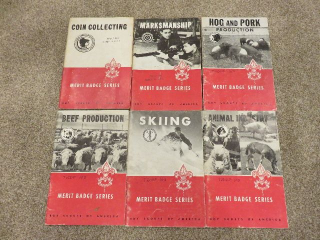 LOT OF 6 VINTAGE BOY SCOUTS OF AMERICA MERIT BADGE BOOKS FROM 1949 - 1958