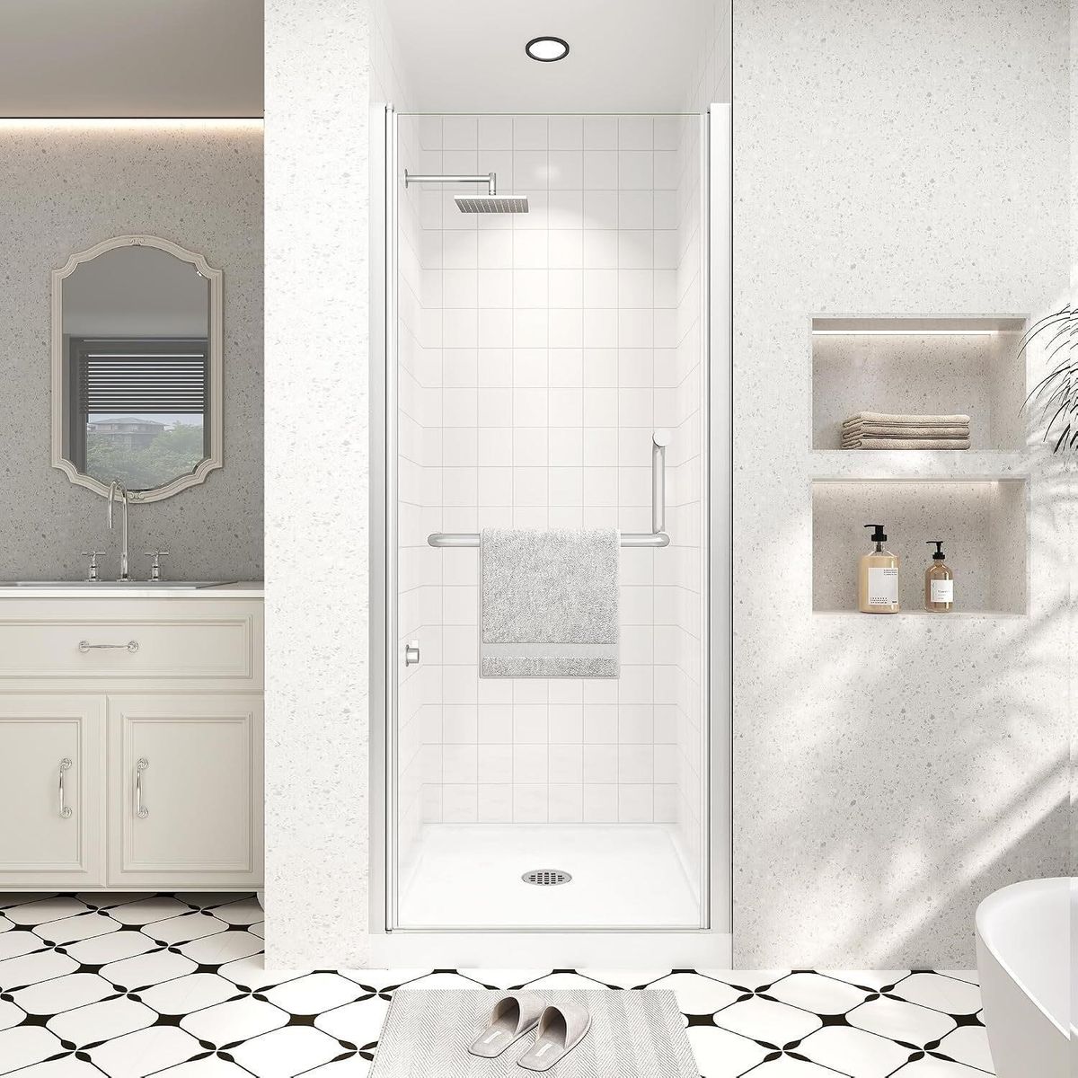 Brushed Nickel 28-30" x 72" Frameless Pivot Shower Door