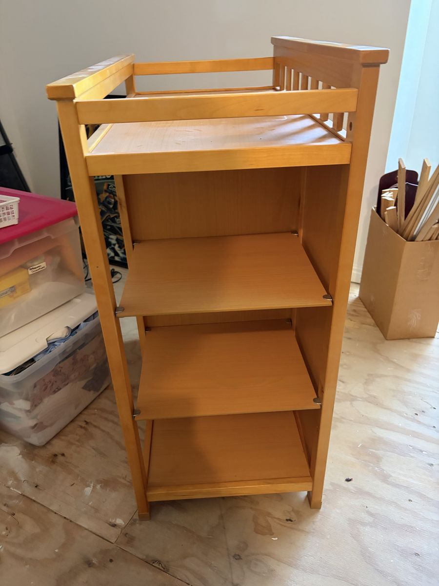 Wooden Changing Table with 3 Shelves and 3 Drawers - Light Wood Finish
