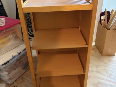 Wooden Changing Table with 3 Shelves and 3 Drawers - Light Wood Finish