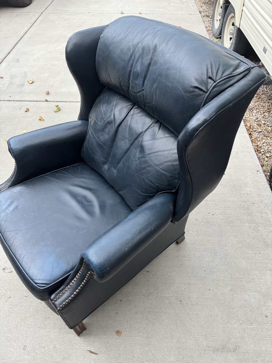 Vintage Genuine Leather Recliner Chair - Black