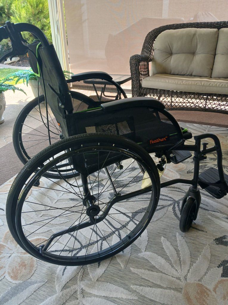 Feather Lightest Wheelchair - Portable Mobility Aid, Lightweight Design, Black/Green