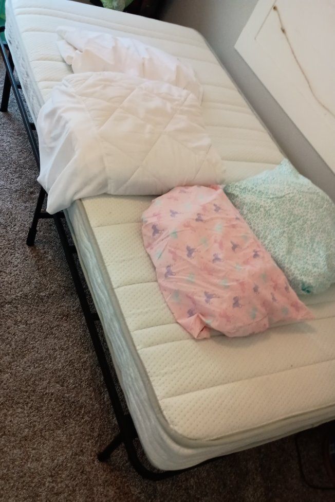 Twin Bed Frame with Mattress and Bedding Set