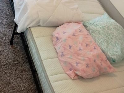 Twin Bed Frame with Mattress and Bedding Set