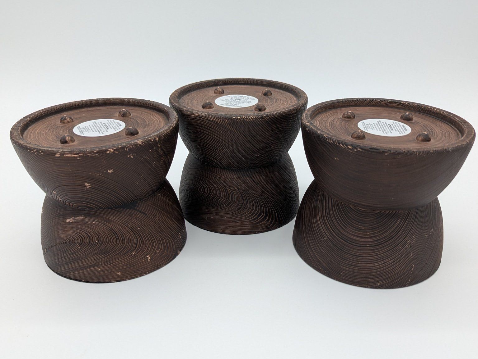 3 x Bath & Body Works Swirl "Wood" Pattern Candle Holder Set
