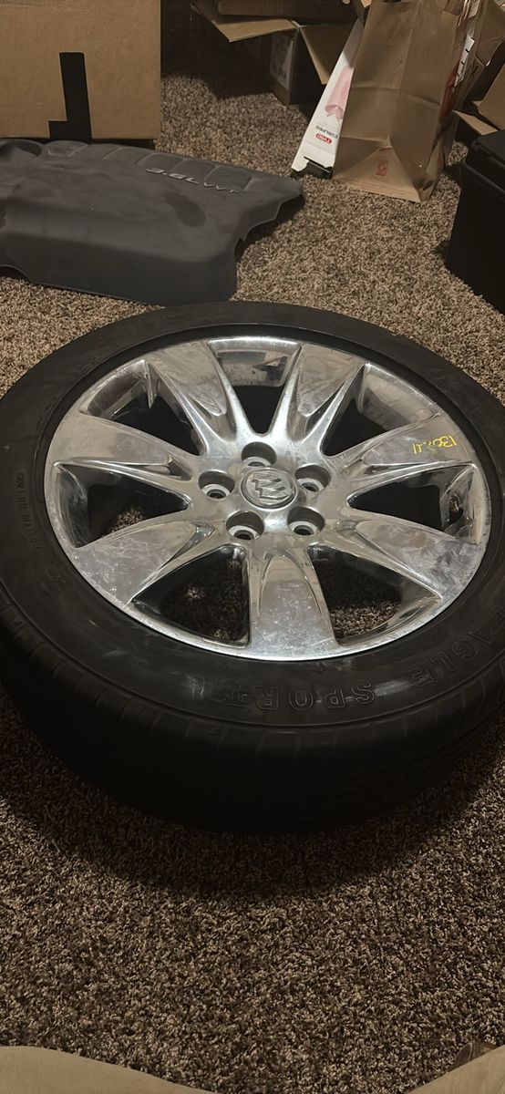 Used Chrome Buick lacrosse Wheel & Michelin Tire - 235/90R18 - Good Tread