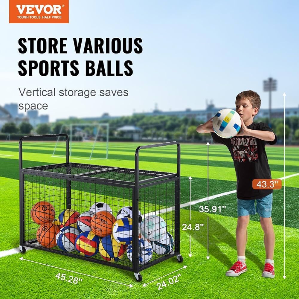 Rolling Sports Ball Storage Cart