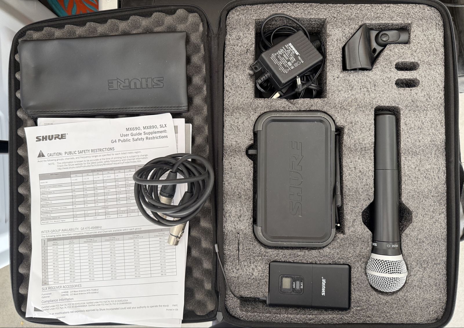 Shure SLX Wireless Microphone System with Handheld Mic, Bodypack, Case & Accessories