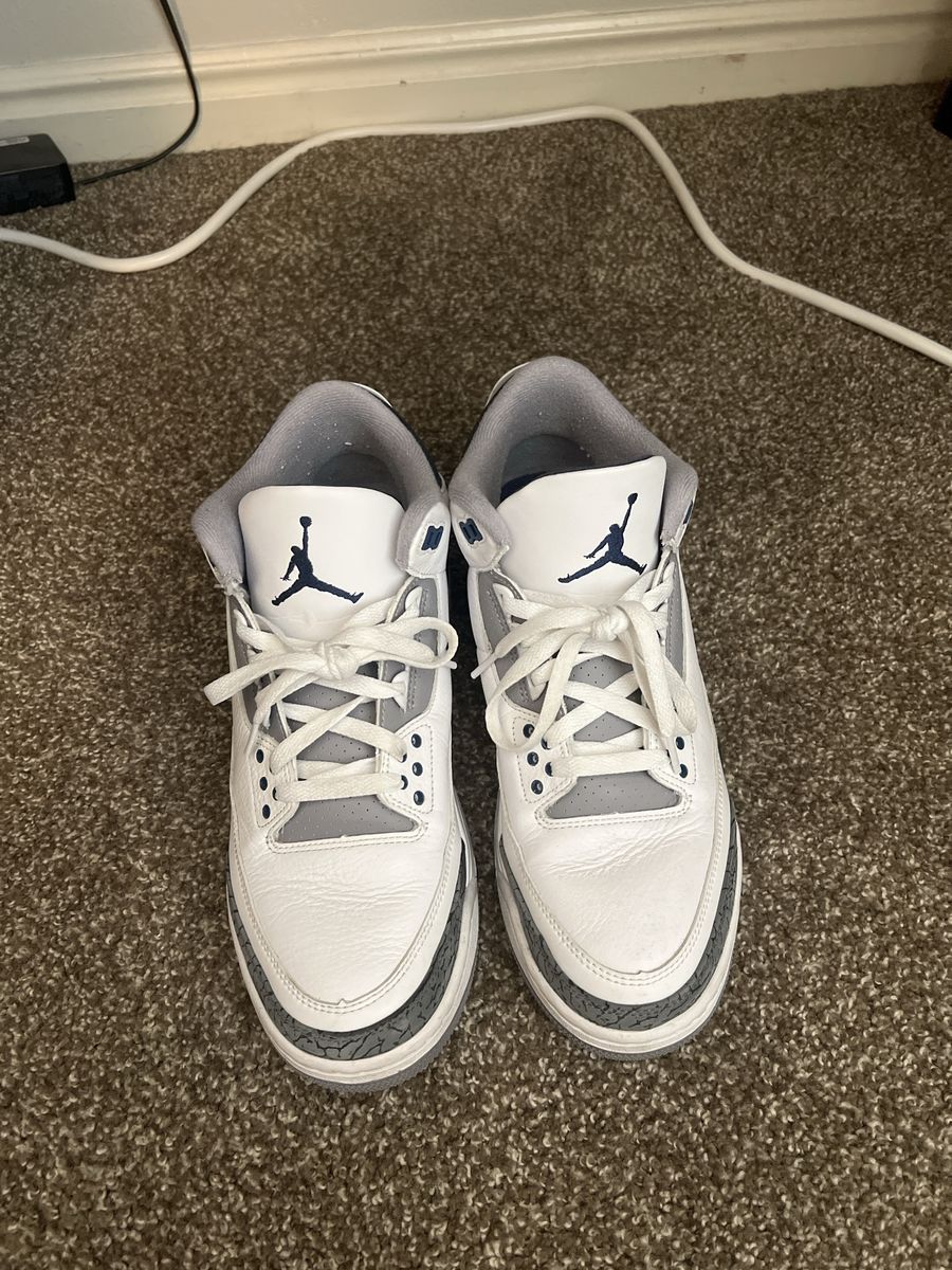 Nike Air Jordan 3 Retro Georgetown White Midnight Navy Grey Size 10.5